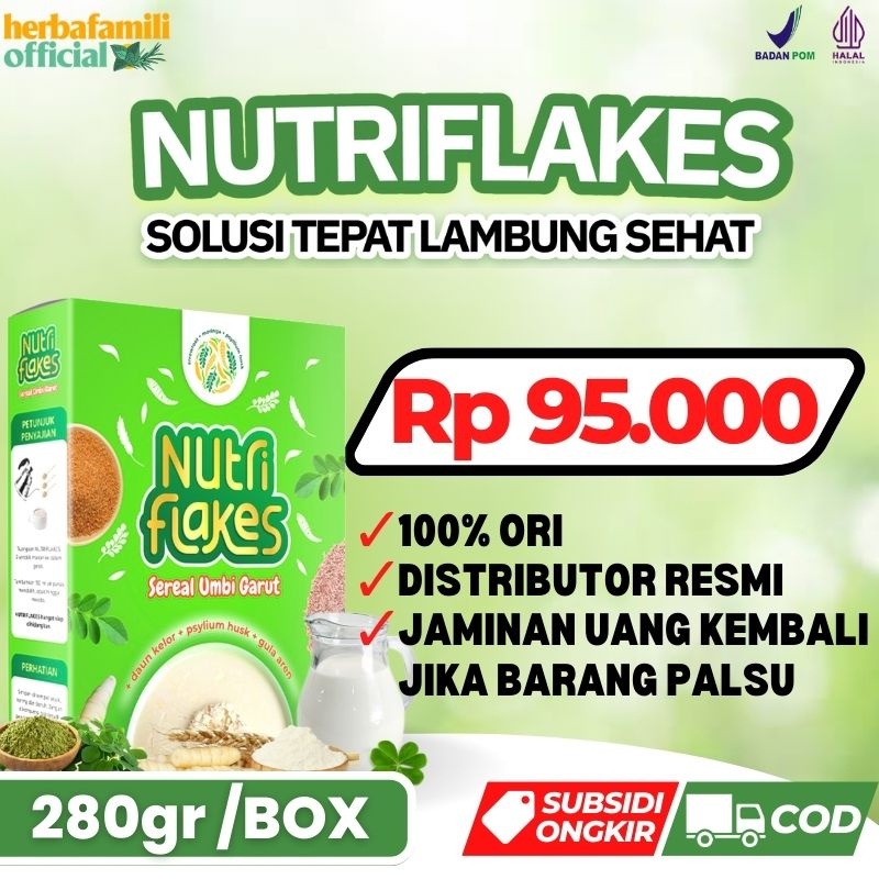 

NUTRIFLAKES 100% ORIGINAL | Sereal Umbi Garut Penuh Serat Baik Untuk Diet Sehat dan Aman NUTRI FLAKES