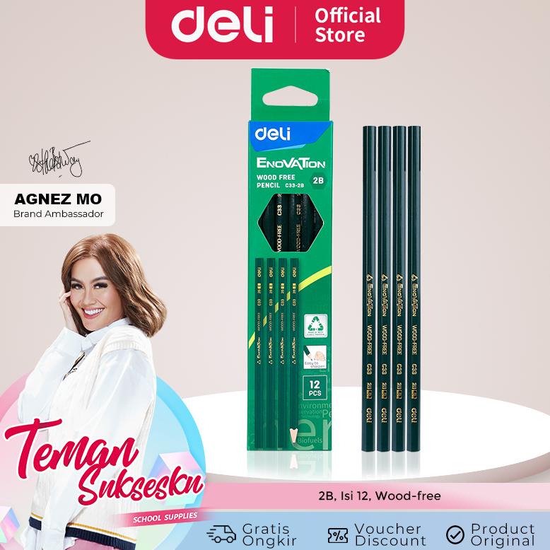 

Deli Pensil 2B / Wood Free Pencil Isi 12 CC33-2B