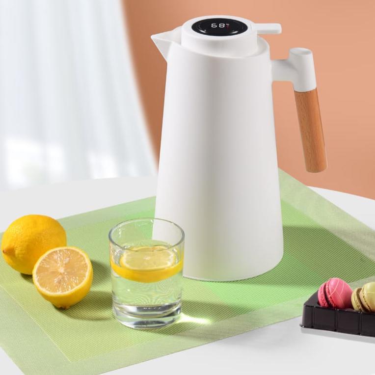 Bakindo Termos Teko Temperature Digital 1 Liter Teko Air Panas Gagang Kayu Elegant Asthetic Termos K