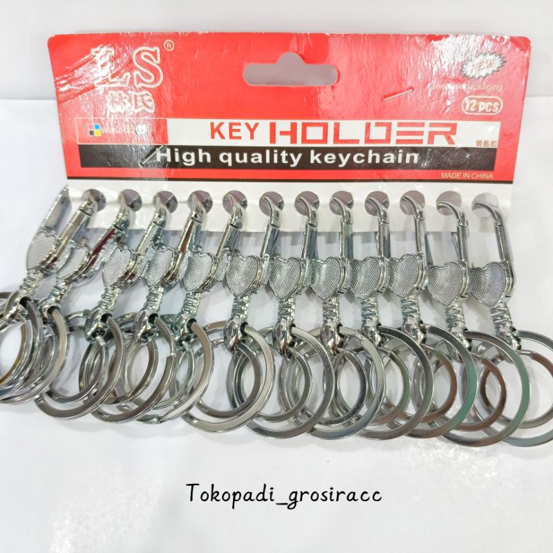 GROSIR 12PCS GANTUNGAN KUNCI RING LOVE/GANTUNGAN KARABINER BESI