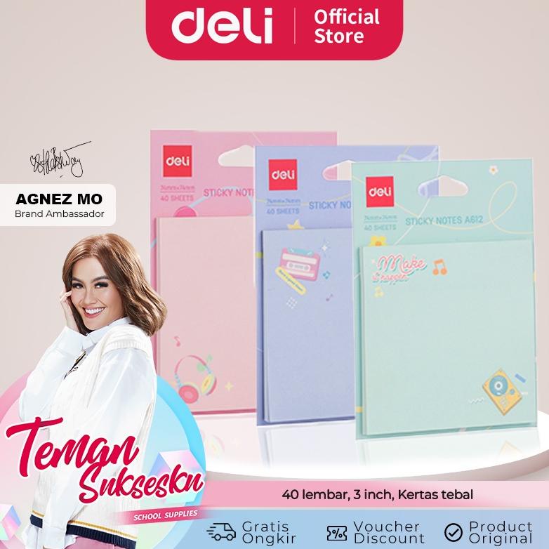 

[DELI X AGNEZ MO] Deli Sticky Notes / Memo Tempel / Kertas Penanda 40 Lembar Lucu EA612