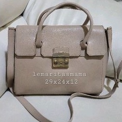 Furla nude satchel large sling bag
