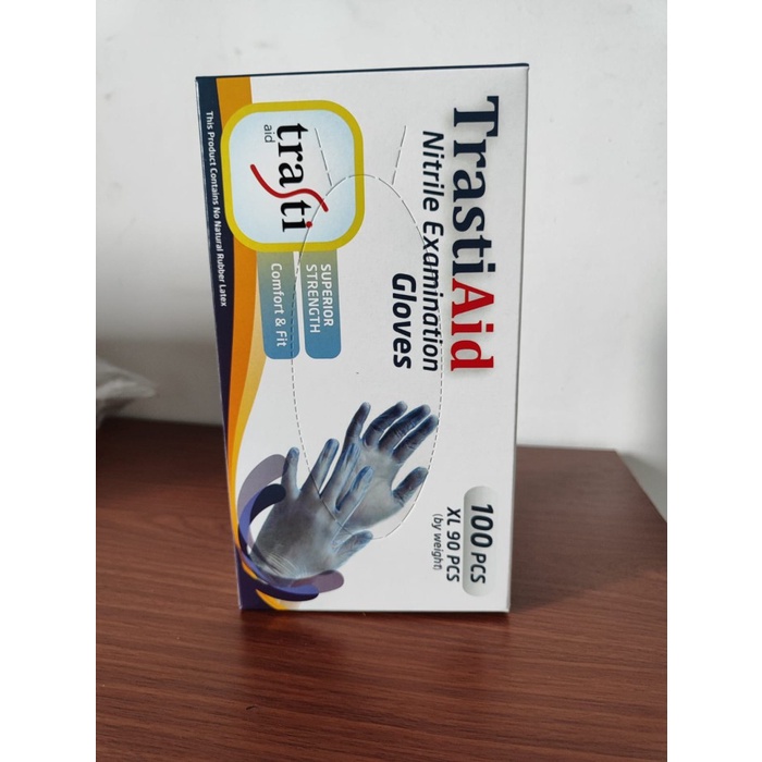 Sarung Tangan Nitrile Medis Trasti Non Powder 100pcs Kemenkes - S,M,L