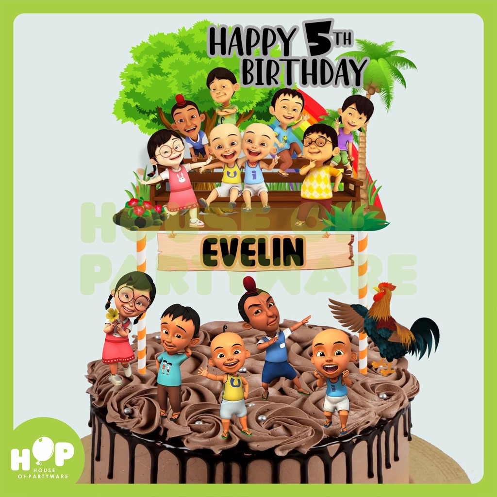 Cake Topper Upin Ipin Cup Cake Topper Hiasan Ulang Tahun Happy Birthday
