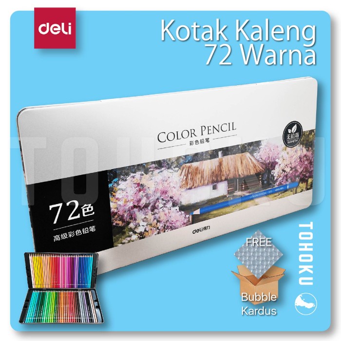 

Terlaris (Pack Aman) Kotak Kaleng 72 Pensil Warna Classic - Deli