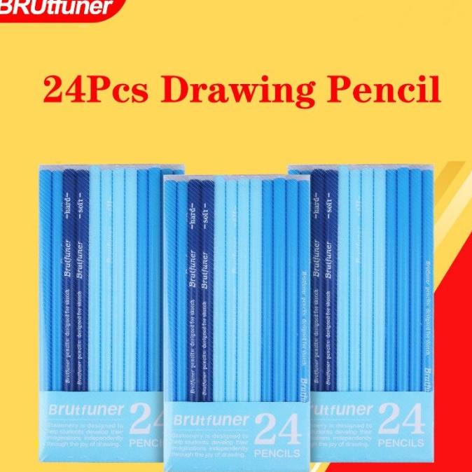 

Brutfuner 24Pcs Set Pensil Gambar Sketsa Profesional 6H -14B Pen