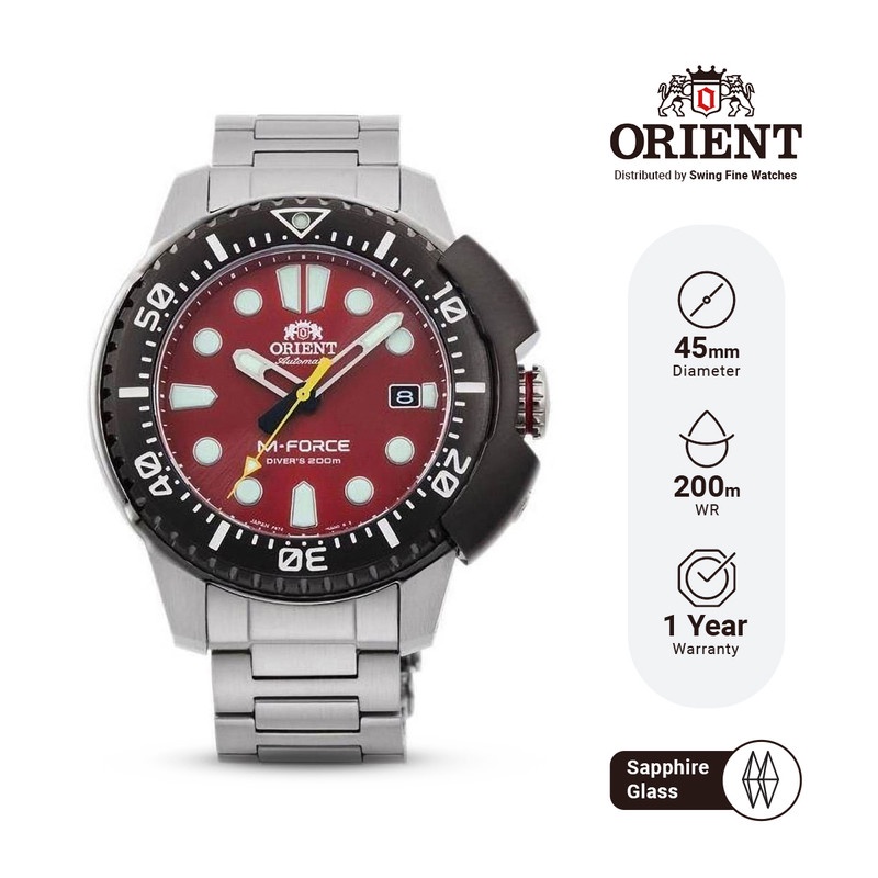 Jam Pria ORIENT RA-AC0L02R M-Force Automatic Sapphire Crystal Stainless Steel Original