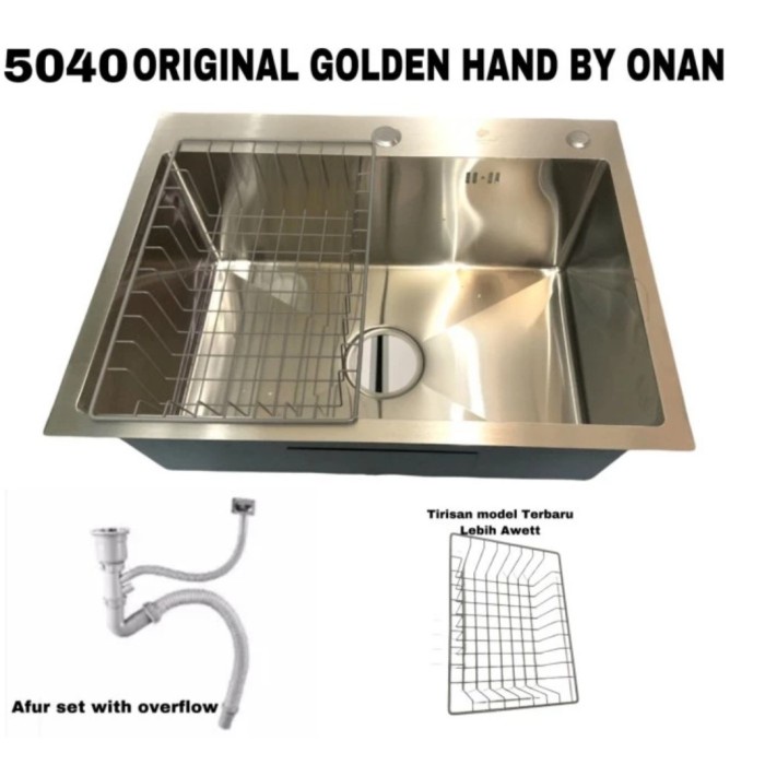 Kitchen Sink Stainless 5040 /Bak Cuci Piring Kotak Minimalis Ready