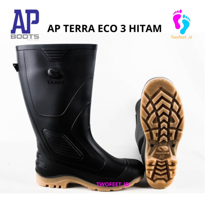 PROMO SEPATU AP BOOTS TERRA ECO 3 HITAM - AP TERRA ECO 3 KARET TINGGI HITAM