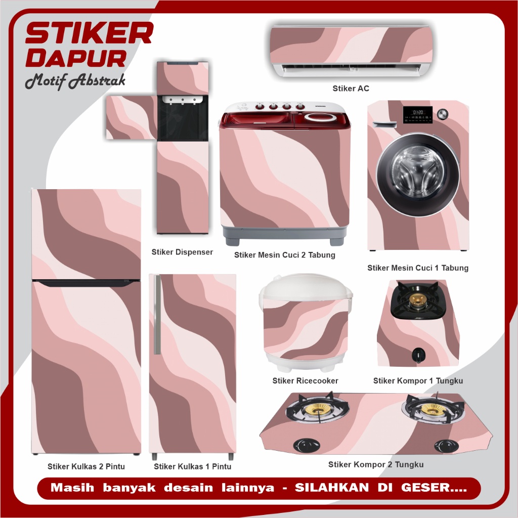 Sticker Ricecooker ukuran kecil besar Mesincuci 1 2 tabung  Kulkasjumbo 1 2 pintu  Kompor 1 2 tungku