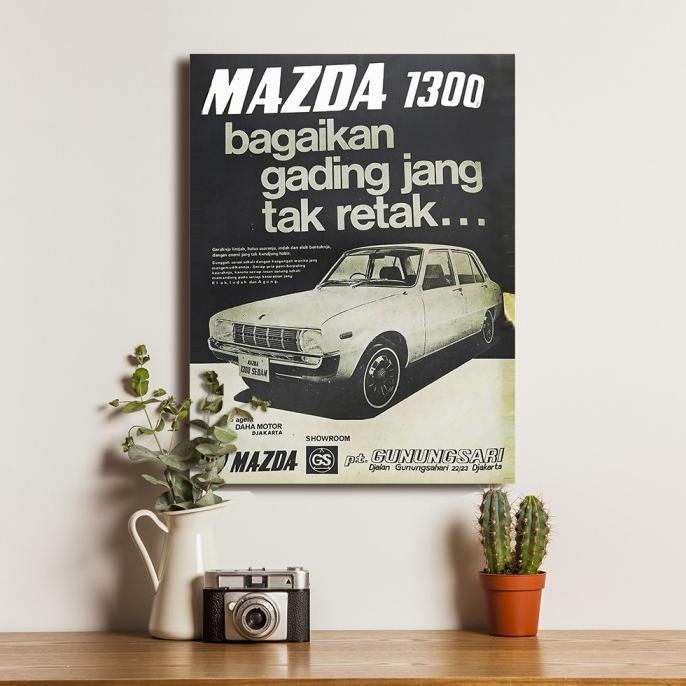 }}}}}}] Poster Iklan Jadul Lucu Mazda 1300 - Dekorasi Hiasan Dinding Kayu