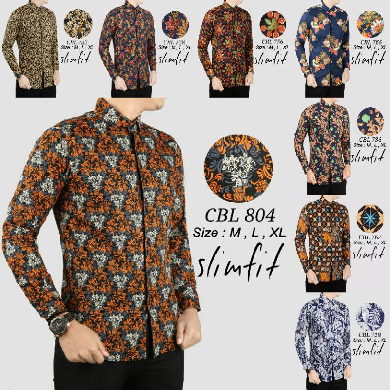 Baju Batik Pria Slimfit Lengan Panjang Colin Dion / Hem premium  XL