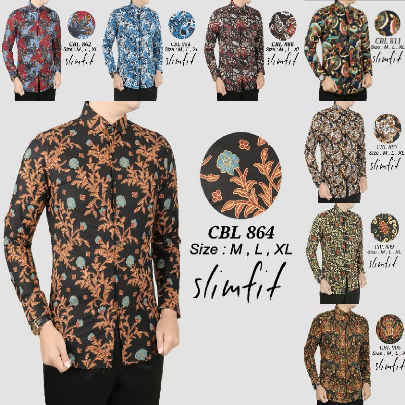 Kemeja Batik Pria Lengan Panjang Colin Dion Slimfit Bisa COD