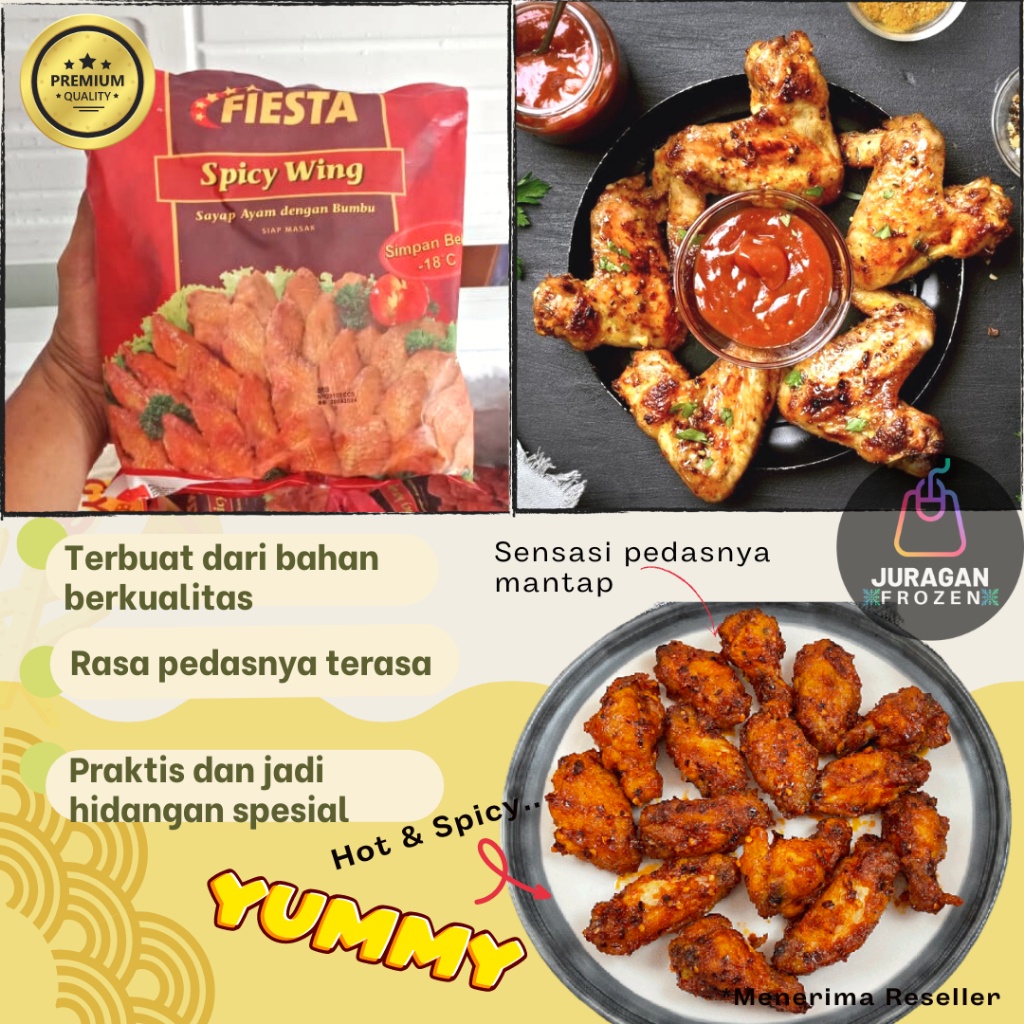

Fiesta Spicy Chien Wings Crispy Sayap Ayam Bumbu Marinasi Pedas Frozen Halal