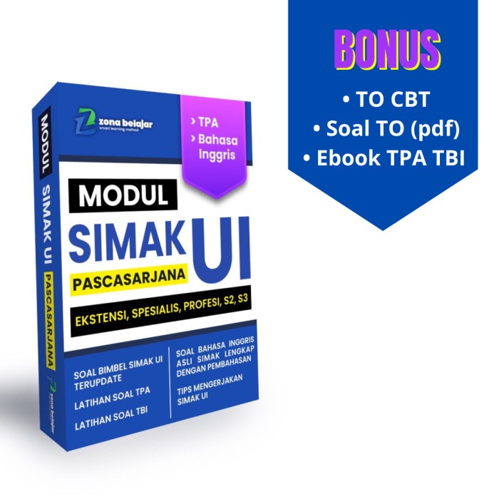 

NEW Buku Simak UI Pascasarjana (S2, S3, SPESIALIS, EKSTENSI, PROFESI)