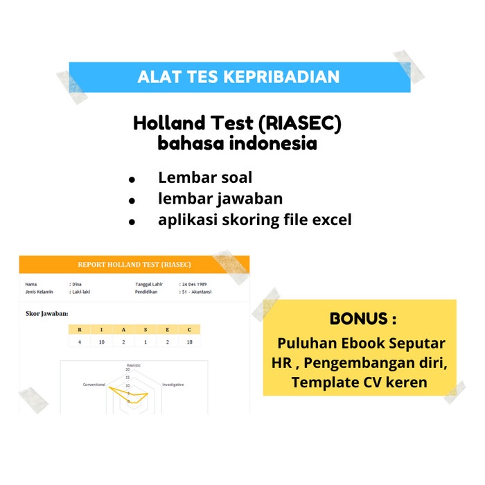 

NEW Alat Tes Psikologi RIASEC Holland Tes