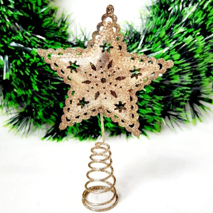 

Big Sale Top Bintang 3D 15Cm Dekorasi Atas Pohon Natal Twinkle Star Gold Gliter Terbaik