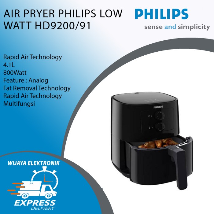 Philips Air Fryer Hd9200/91 Low Watt Analog -800 Watt