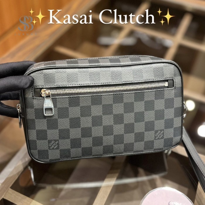 ✨Sale Lv Kasai Clutch Damier Graphite Canvas Cblkcl Dgcs Bisa Gojek