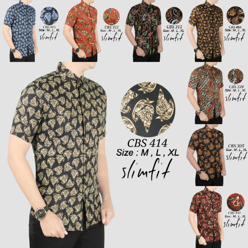 kemeja Baju Batik Pria Slimfit Modern lengan pendek ColinDion Cs005
