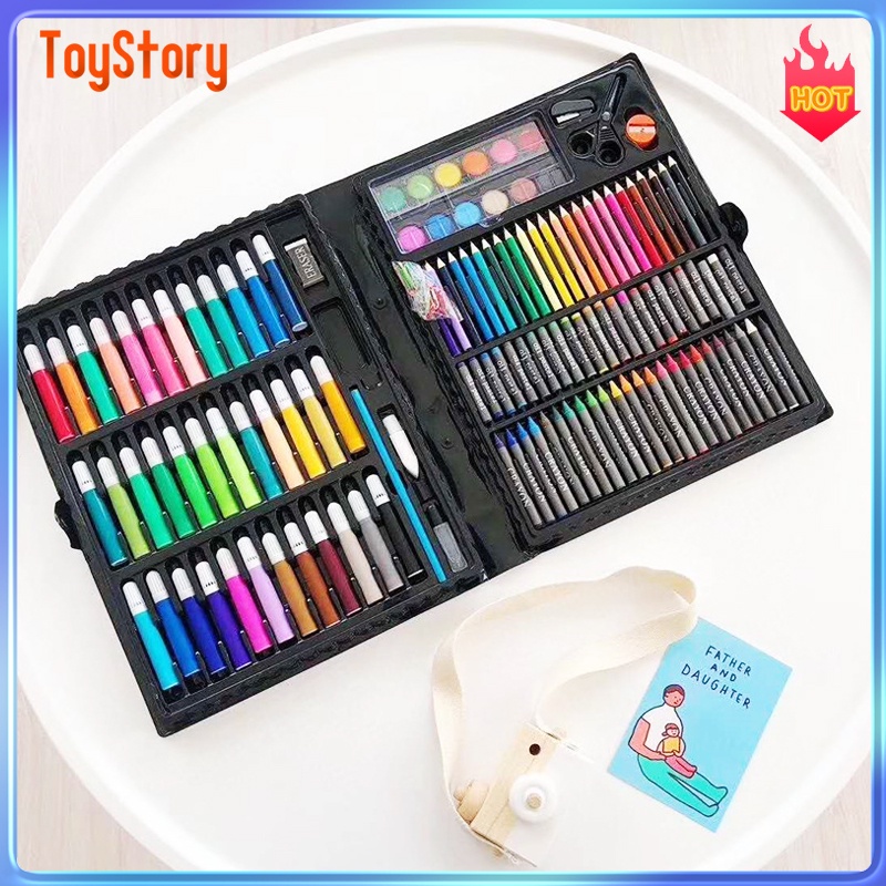 

Set pena cat 150 anak kuas cat air krayon lilin tongkat alat lukis set perlengkapan sekolah tk lukis
