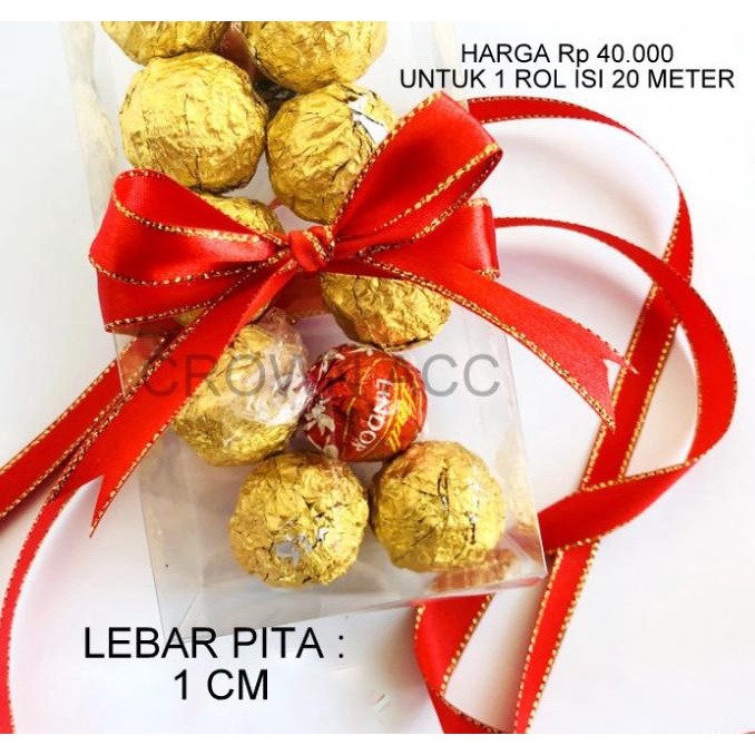 

(:(:(:(] Pita Merah Imlek / Pita Kado / Pita Hampers 1.5 cm 1 cm