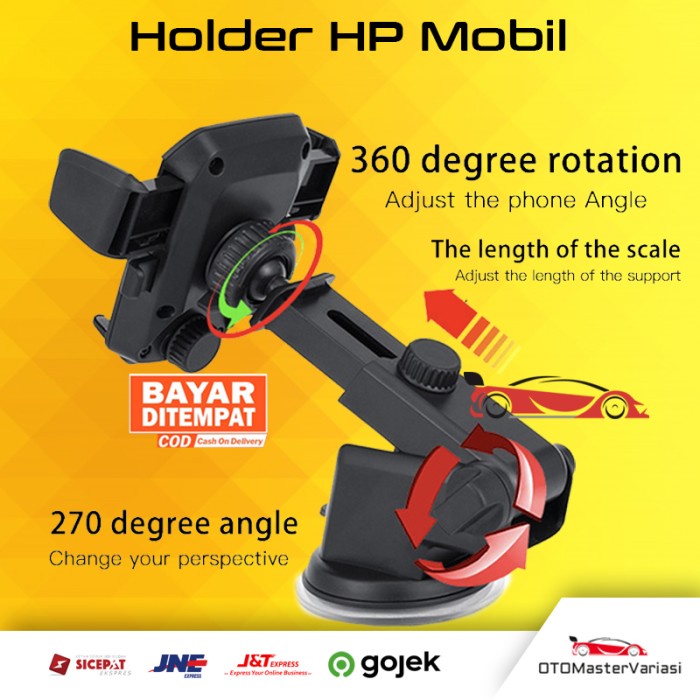 Car Holder hp Mobil Dashboard dan Kaca Phone Holder Mobil Tripod HP best