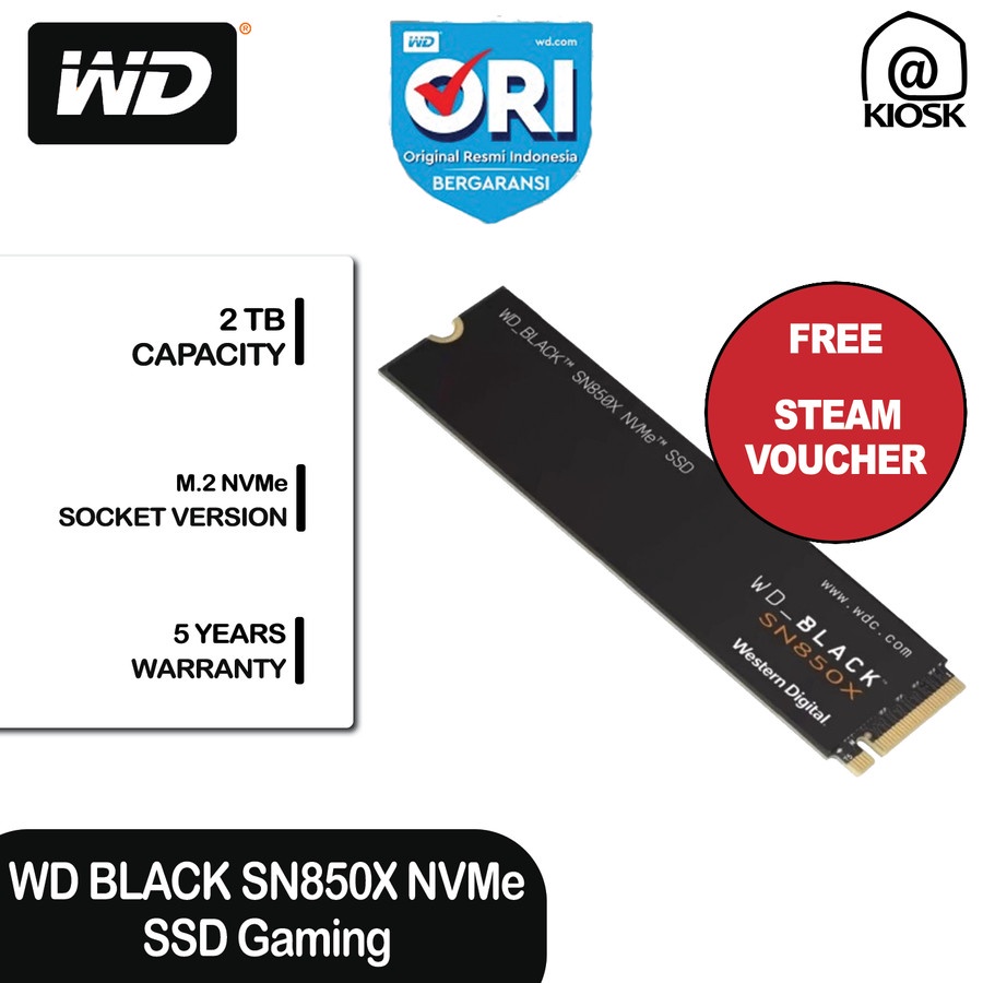 WD Black SN850X NVMe SSD / 2TB / Garansi 5 Tahun