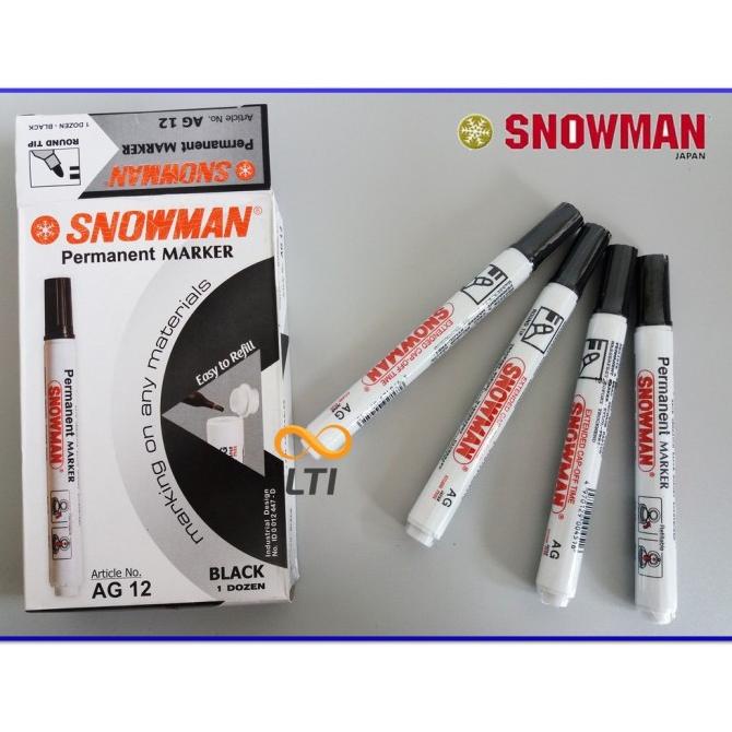 

%$%$%$%$] Spidol Permanent Marker Snowman [ isi 12 pcs ] - Hitam