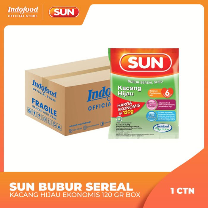 Okta- 1 Ctn - Sun Bubur Sereal Kacang Hijau Ekonomis 120 Gr Box