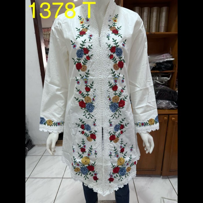 kebaya tunik modern ,kebaya alexuez tunik merah putih hitam 1378