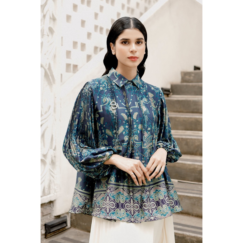 Benang Jarum - Geneva Pintuck Shirt - Navy