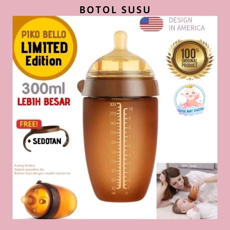 LEBIH BESAR Limited Edition Botol susu silikon PIKO BELLO 300 ml usia satu tahun