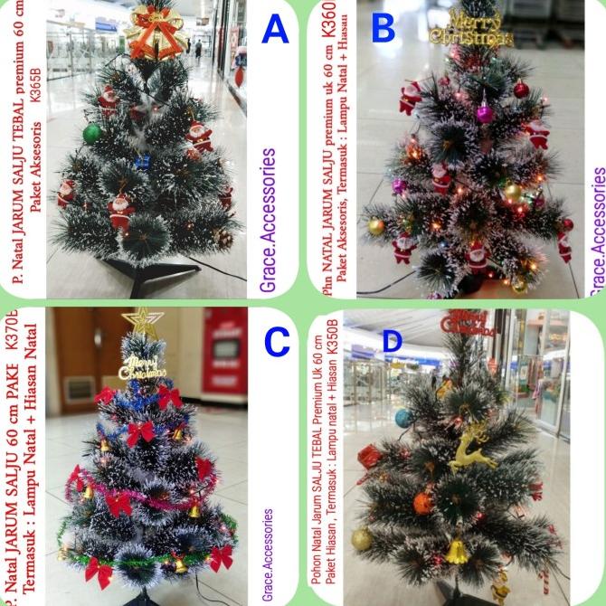 Pohon natal 60 cm paket aksesoris lampu pohon natal kecil mini meja