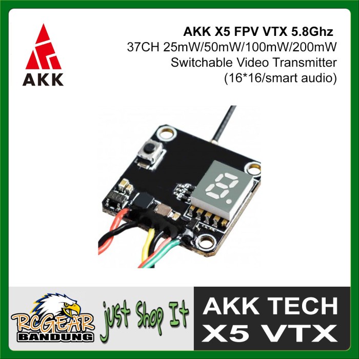 Promo Akk X5 Fpv Vtx Analog 5.8G 200Mw 16X16Mm Video Transmitter Terbaru