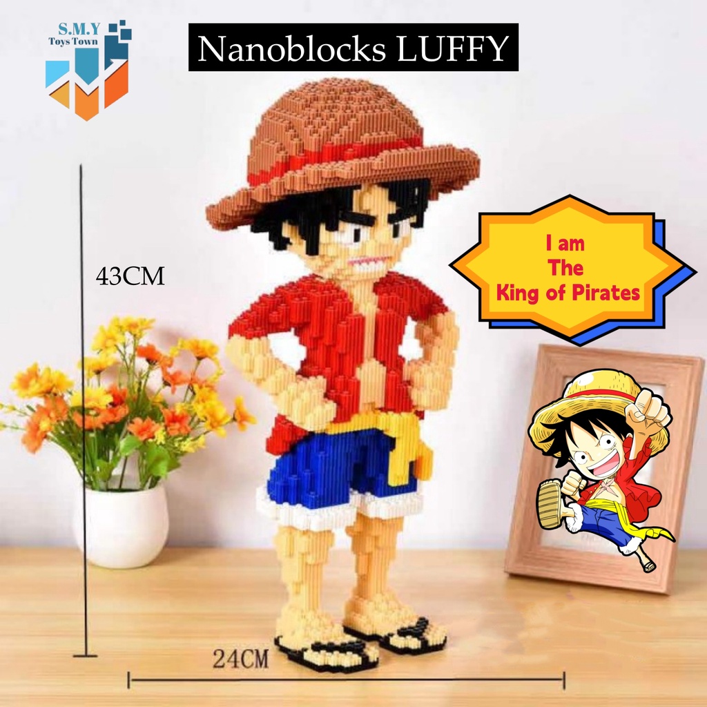 SMY Nano Blocks ONE PIECE LUFFY STRAWHATS 3D Model, Mainan Blok Susun, Blok Konstruksi DIY, Dekorasi Hiasan Karakter Animasi, hadiah Kado Anak