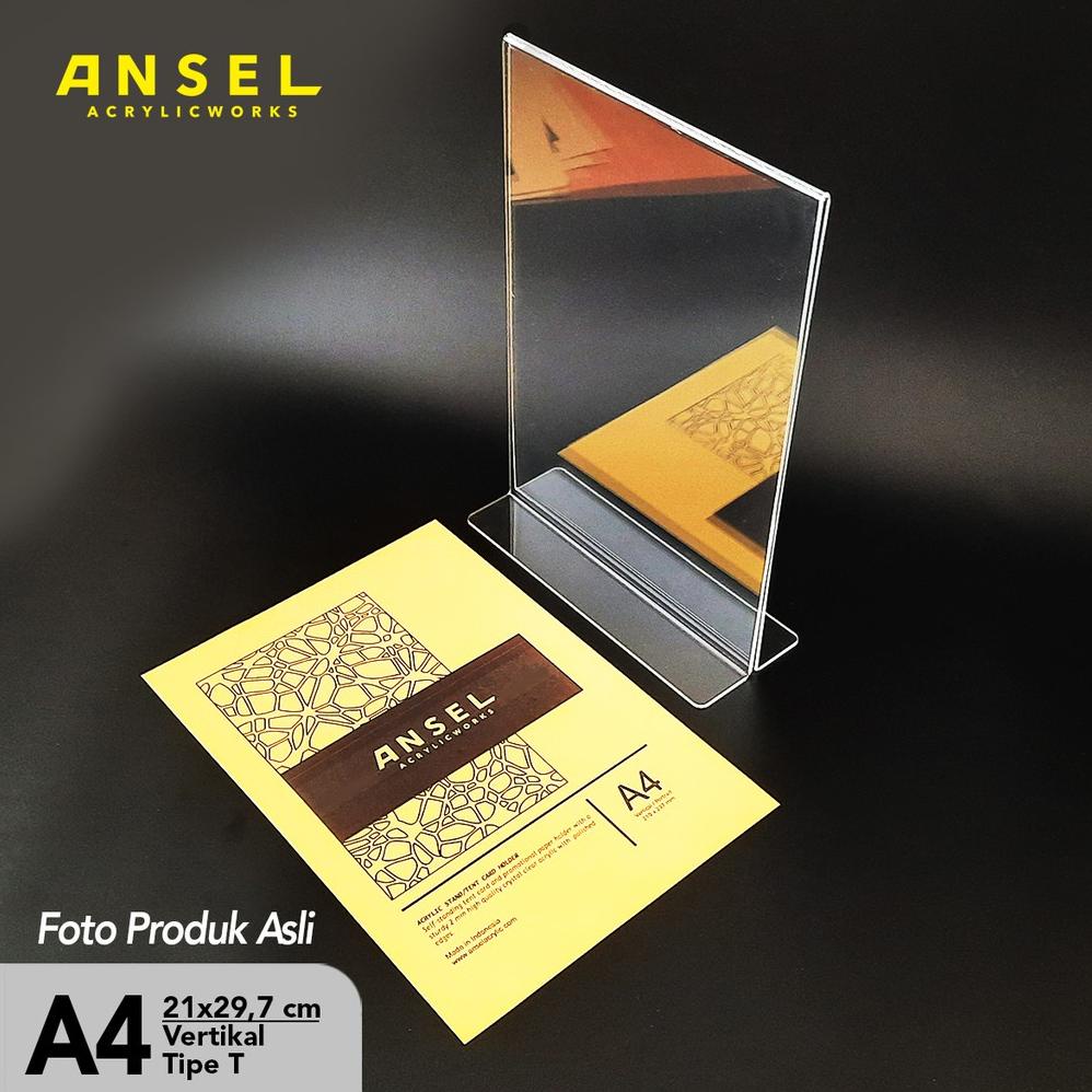 

Hot Sale - ANSEL Tent Holder Akrilik Tipe T / A4 Vertikal 21x29,7 cm / Acrylic Display