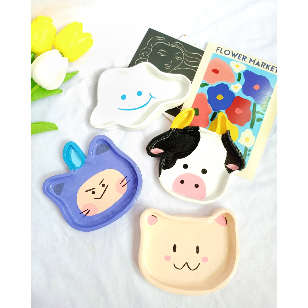 Treasure Truz Kter Clay Trinket Tray Jewerly Clay Art Coaster Aesthetic Handmade Fanmade