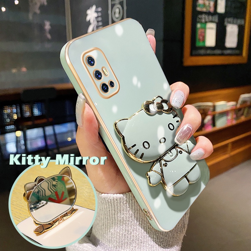 Casing Ponsel untuk VIVO V17 V19 Neo V15 Pro V11 Pro V20 SE Y70 2020 Case pola kucing cantik dudukan