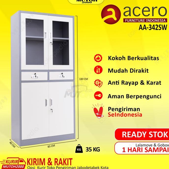 

New Sale Acero Aa-342Sw Lemari Arsip Besi Full Plat - Kombinasi 2 Laci Original