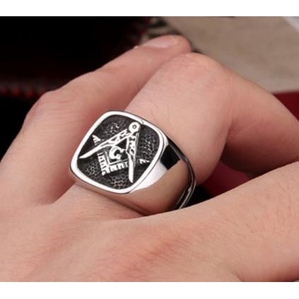 Cincin Pria Huruf G Simbol Logo Inisial Manson Ring Titanium Steel