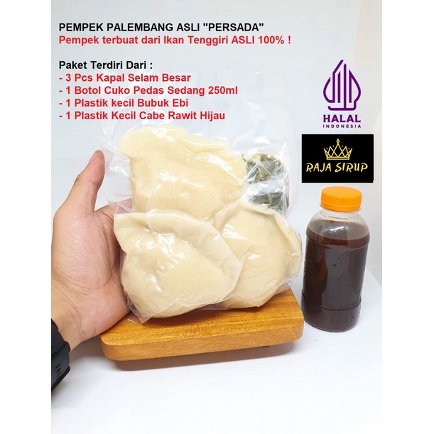 

Pempek Palembang PERSADA Pempek KAPAL SELAM BESAR Ikan Tenggiri ASLI isi 3pcs