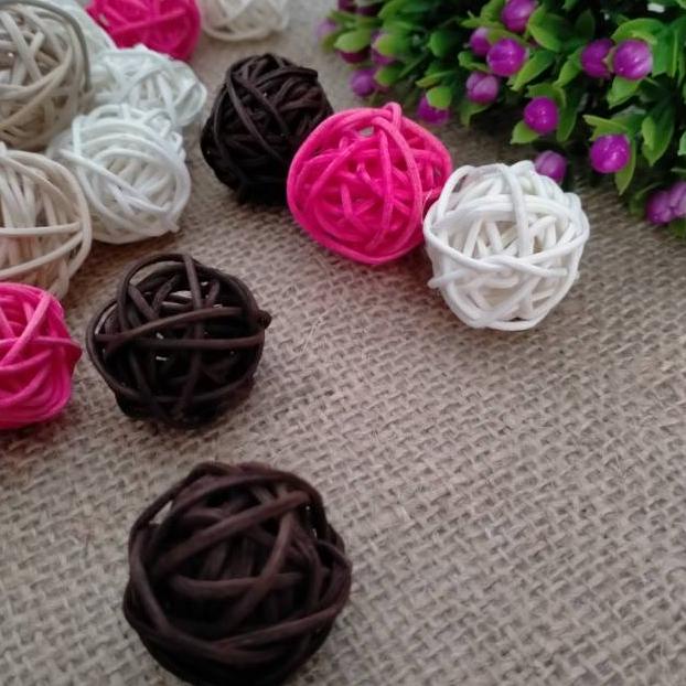 BOLA ROTAN BAHAN DEKORASI MAHAR NIKAH HIASAN MAHAR / AKSESORIS MAHAR NIKAH/ MAHAR RUSTIC