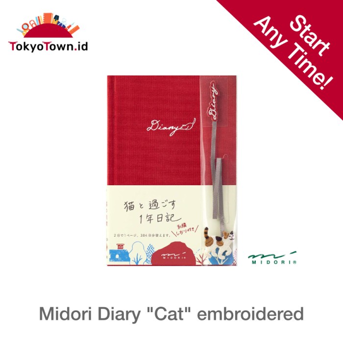 

✨Sale Midori Diary “Cat”With Embroidered Bookmark Limited