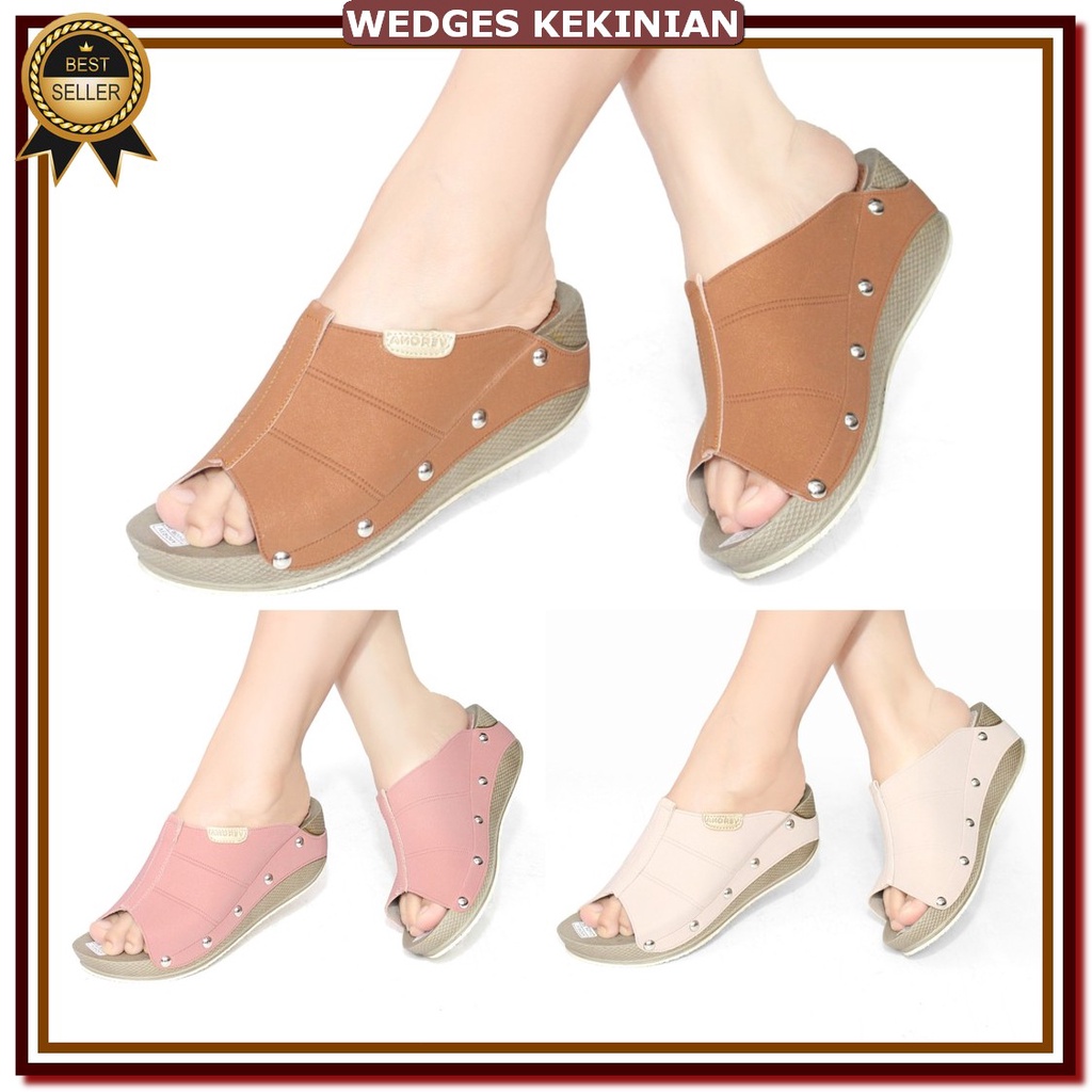 Sandal Hak Tahu 5Cm Kondangan Wijes Cewe Casual Murah Sendal Remaja Perempuan Kekinian Weges Perempu