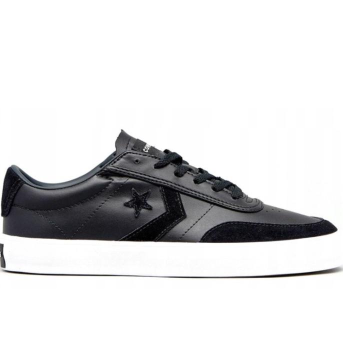 Sepatu Sneakers Pria Converse Courtlandt Ox Leather Black 162580C Adioskiddyshop