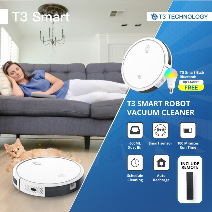 T3 SMART ROBOT VACUUM CLEANER PENGHISAP DEBU PINTAR ORIGINAL BEST QUALITY