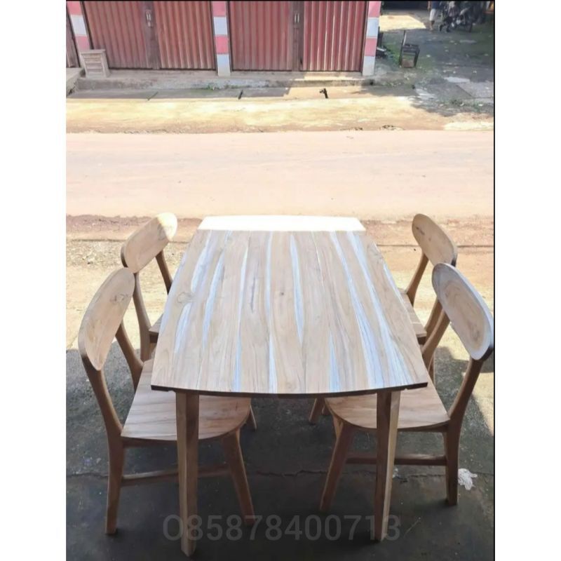 Set Kursi Meja Makan Minimalis Kursi 4 Kayu Jati Kursi Meja Makan Retro Jati Mentahan