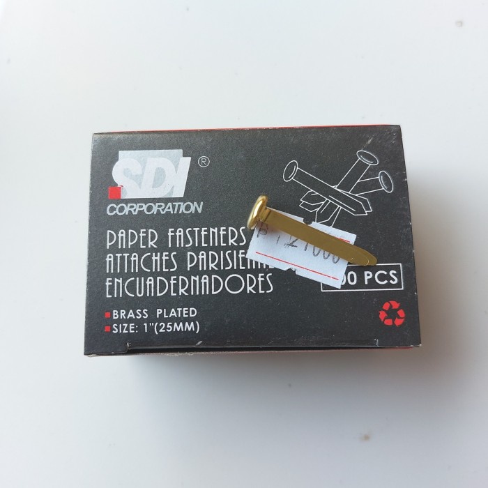 

Paper Fastener Bentuk Paku SDI 25mm 1 Pack Isi 100 Buah