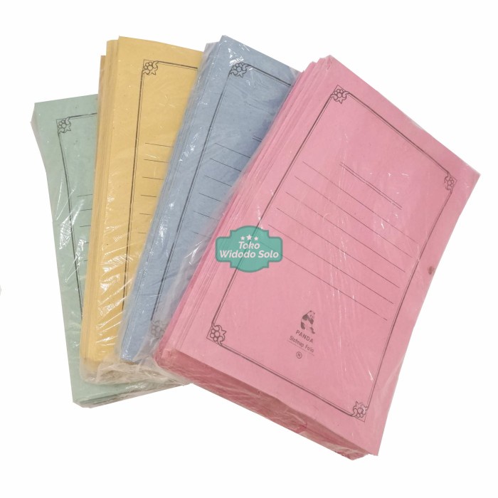 

Map Kertas Panda Hijau Biru Kuning Merah Muda Stofmap Isi 50 Buah